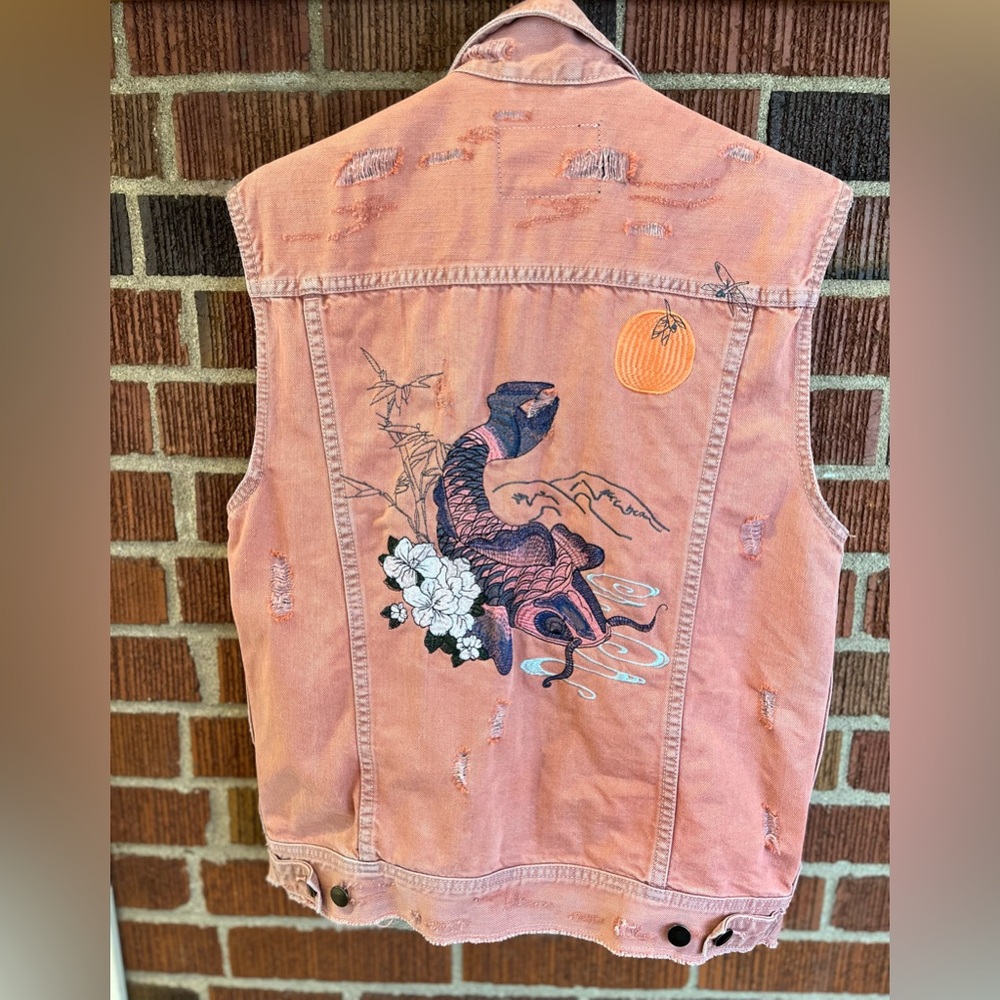 Guess Dillon Manor washed destroy denim vest.  Size small